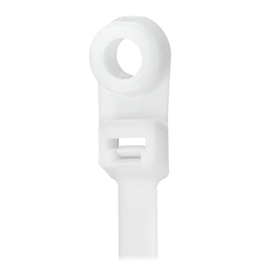 Pacer 8 Cable Tie wMounting Ring Natural Color 50lb Tensile Strength 2 Bundle Diameter 100 Piece Bag CTMR2S100