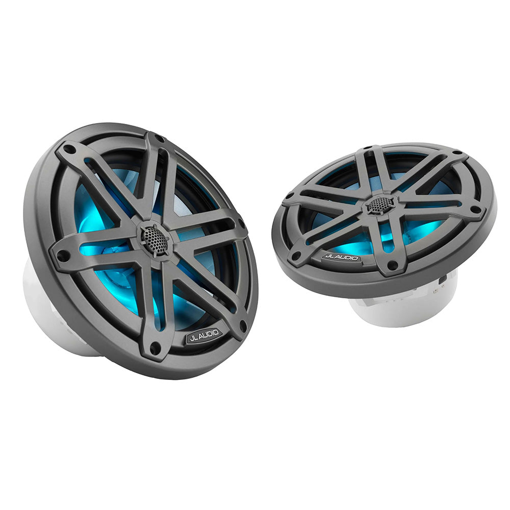 JL Audio M3 Series 77 Marine Coaxial Speakers wGrey Metallic Sport Grilles wRGB LED Lighting  M3770XSGmi 0100306700