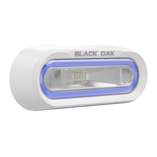 Black Oak Low Pro Off Road Spreader Light Bracket Mount White Housing Blue LED MLPSB