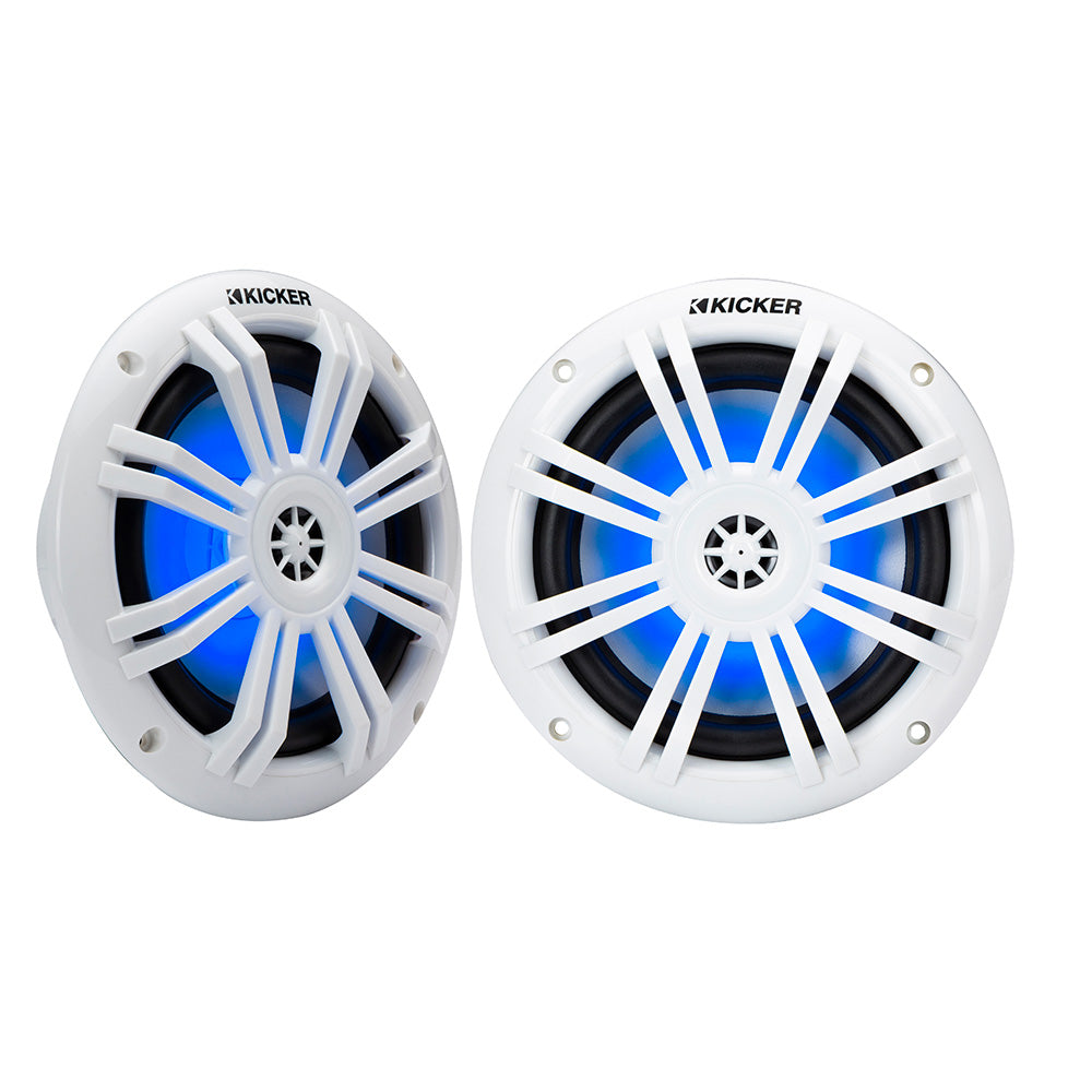 KICKER KM60 65 Marine Coaxial Speakers w12 Tweeters 4 OHM White wRGB LEDs 51KM604WL