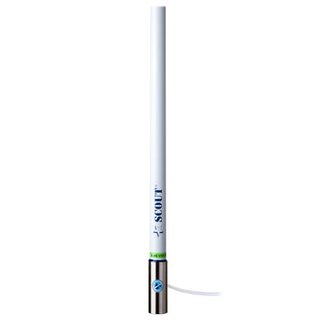 Scout 8 White VHF Antenna 6dB Heavy Stainless Steel Ferrule w6M RG8x Includes PL259 Heavy Duty Offshore Antenna KS43 PF