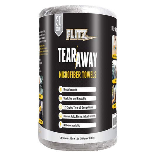 Flitz 12 x 12 TearAway Microfiber Towels Grey 30Pack MC330R