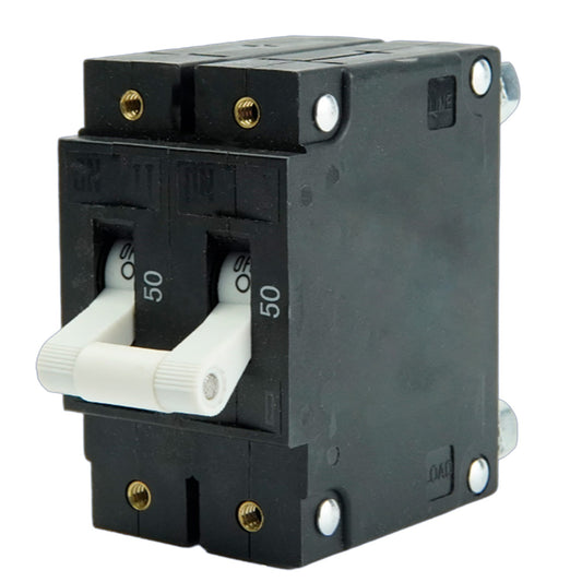Egis C Series White Toggle Panel Mount Circuit Breaker Double Pole 50A 3502050
