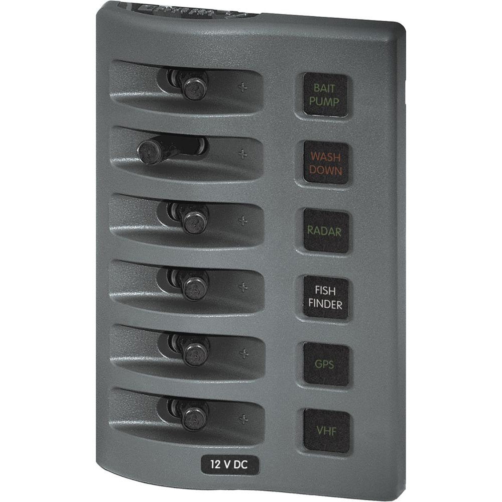 Blue Sea 4306 WeatherDeck Water Resistant Fuse Panel 6 Position Grey 4306