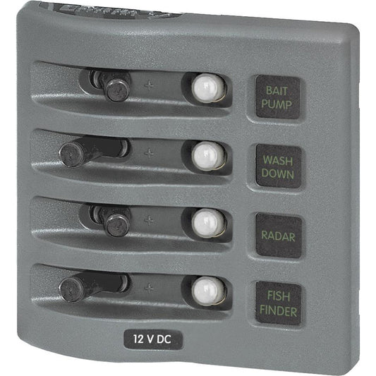 Blue Sea 4374 WeatherDeck Water Resistant Circuit Breaker Panel 4 Position Grey 4374