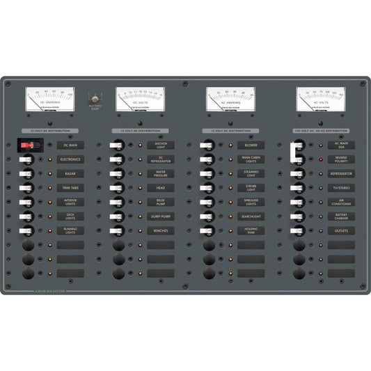 Blue Sea 8095 AC Main 8 Positions DC Main 29 Positions Toggle Circuit Breaker Panel White Switches 8095