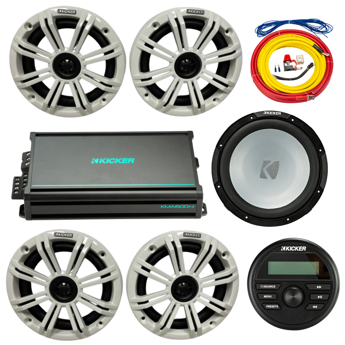 Kicker Marine Audio Bundle – (4) 6.5″ Speakers, 6-Ch... – Ocean 