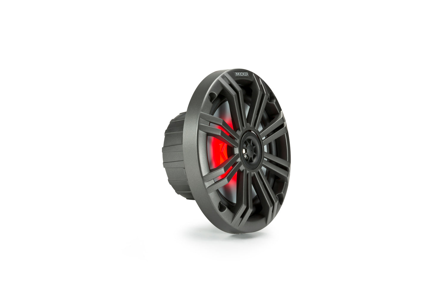 Kicker 45KM654L KM 6.5" Marine Coaxial Speakers With Multi Color LEDs 4-Ohm 195W LED With Charcoal White Grilles