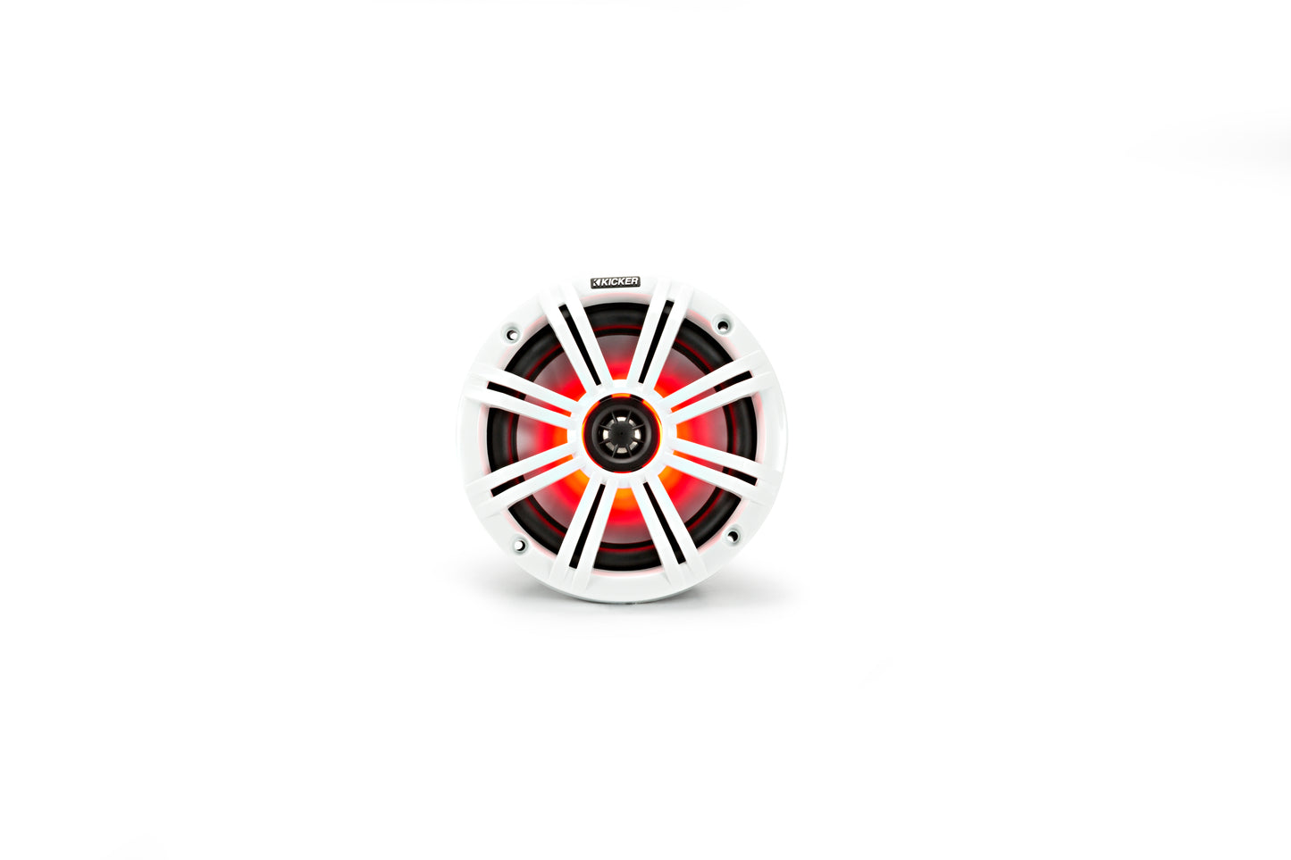 Kicker 45KM654L KM 6.5" Marine Coaxial Speakers With Multi Color LEDs 4-Ohm 195W LED With Charcoal White Grilles