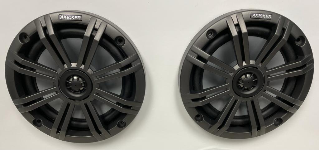 Kicker 45KM44 KM4 4" Marine Coaxial Speakers 4-Ohm 150W Peak Includes Both Charcoal & White Grilles