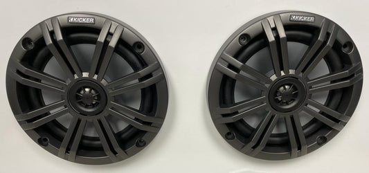 Kicker 45KM654 KM 6.5" Marine Coaxial Speakers 4-Ohm 195W Peak Charcoal White Grilles