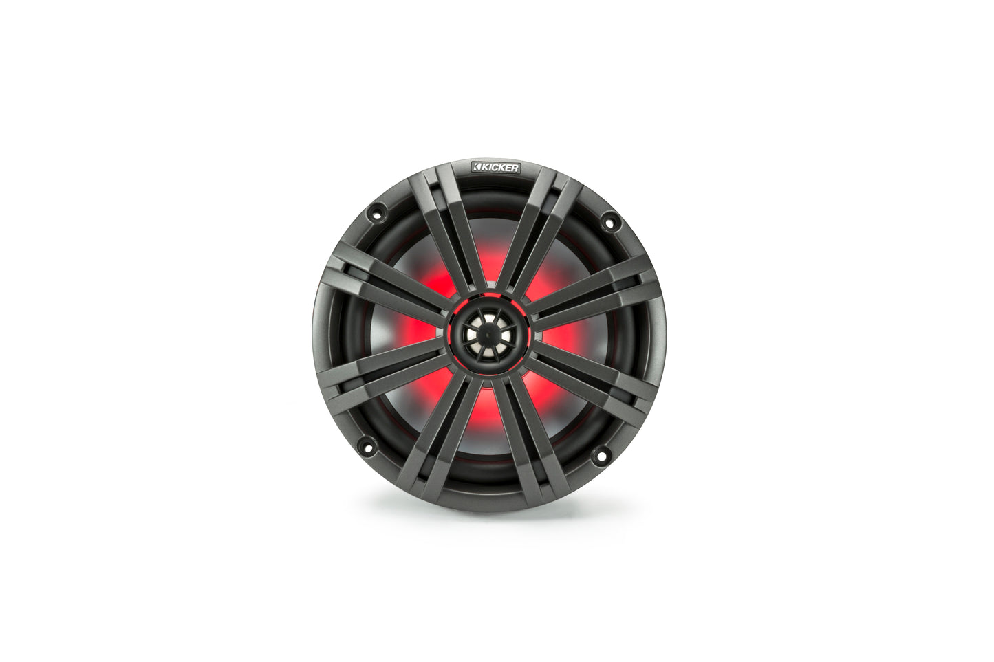 Kicker 45KM84L KM 8" Marine Coaxial Speakers 4-Ohm 300W With Multi Color LEDs & Charcoal White Grilles