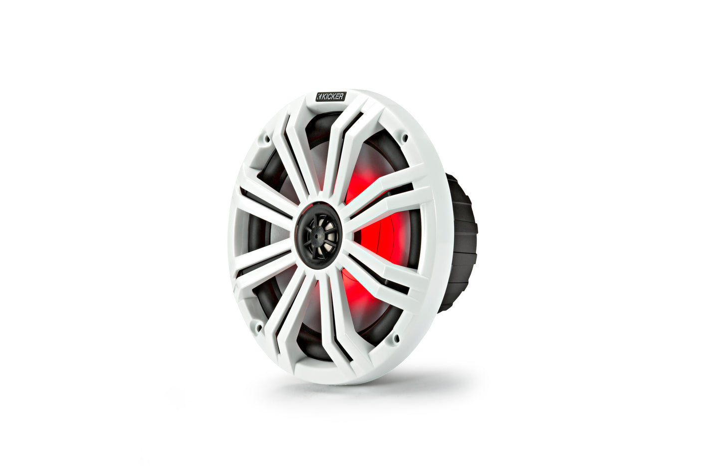 Kicker 45KM84L KM 8" Marine Coaxial Speakers 4-Ohm 300W With Multi Color LEDs & Charcoal White Grilles