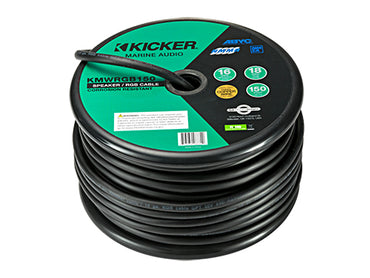 Spool of Kicker marine audio cable on a white background