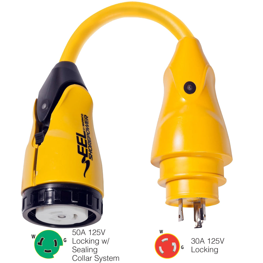 Marinco P30503 EEL 50A125V Female to 30A125V Male Pigtail Adapter Yellow P30503