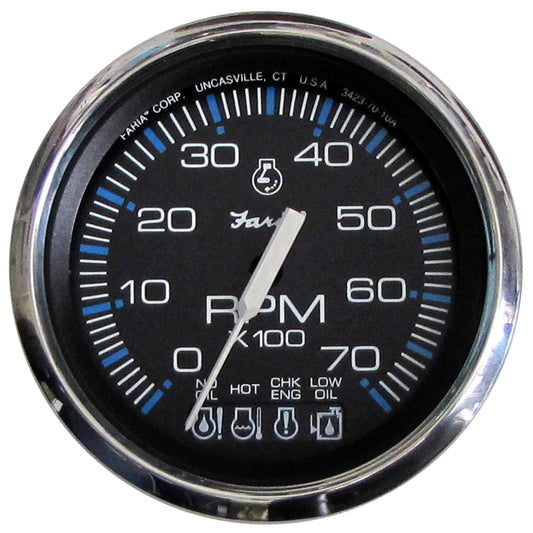 Faria Chesapeake Black SS 4 Tachometer wSystemcheck Indicator 7000 RPM Gas f Johnson Evinrude Outboard 33750