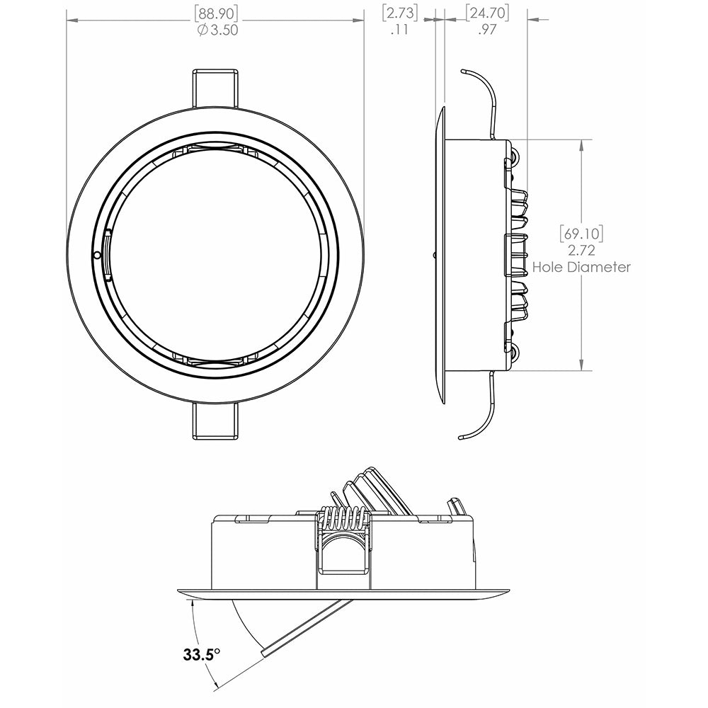 Lumitec Mirage Positionable Down Light Spectrum RGBW Dimming Polished Bezel 115117