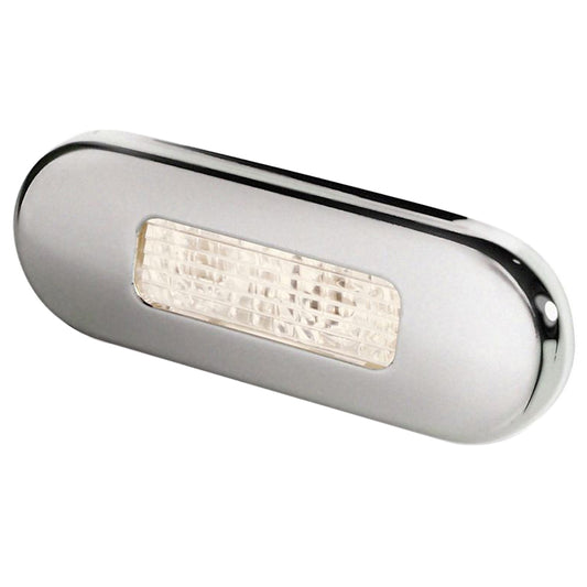 Hella Marine Surface Mount Oblong LED Courtesy Lamp Warm White LED Stainless Steel Bezel 980869401