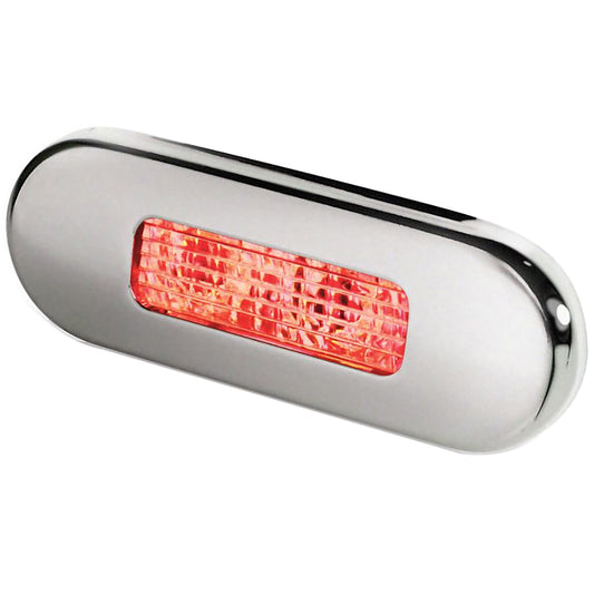 Hella Marine Surface Mount Oblong LED Courtesy Lamp Red LED Stainless Steel Bezel 980869501