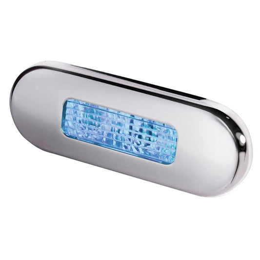 Hella Marine Surface Mount Oblong LED Courtesy Lamp Blue LED Stainless Steel Bezel 980869601
