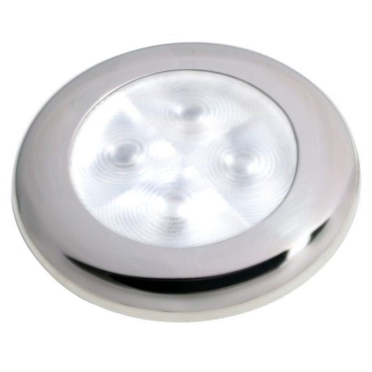Hella Marine Slim Line LED Enhanced Brightness Round Courtesy Lamp White LED Stainless Steel Bezel 12V 980500521
