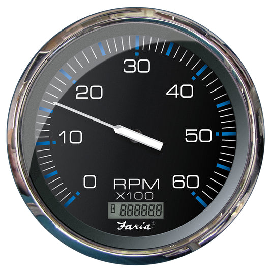 Faria Chesapeake Black 5 Tachometer wDigital Hourmeter 6000 RPM Gas Inboard 33763