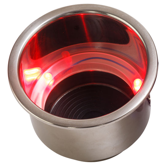 SeaDog LED Flush Mount Combo Drink Holder wDrain Fitting Red LED 5880711