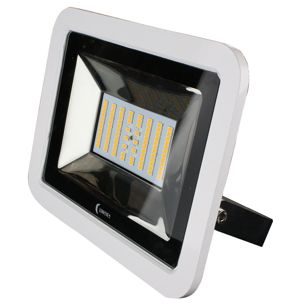 Lunasea 35W Slimline LED Floodlight 120240VAC Only Cool White 4500 Lumens 3 Cord White Housing LLB36MN4100