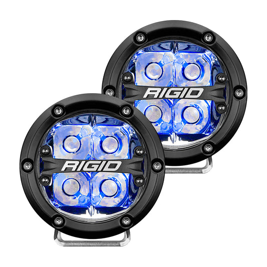 RIGID Industries 360Series 4 LED OffRoad Spot Beam wBlue Backlight Black Housing 36115