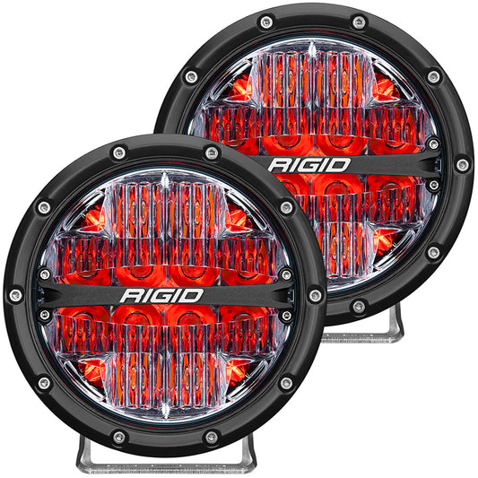 RIGID Industries 360Series 6 LED OffRoad Fog Light Drive Beam wRed Backlight Black Housing 36205