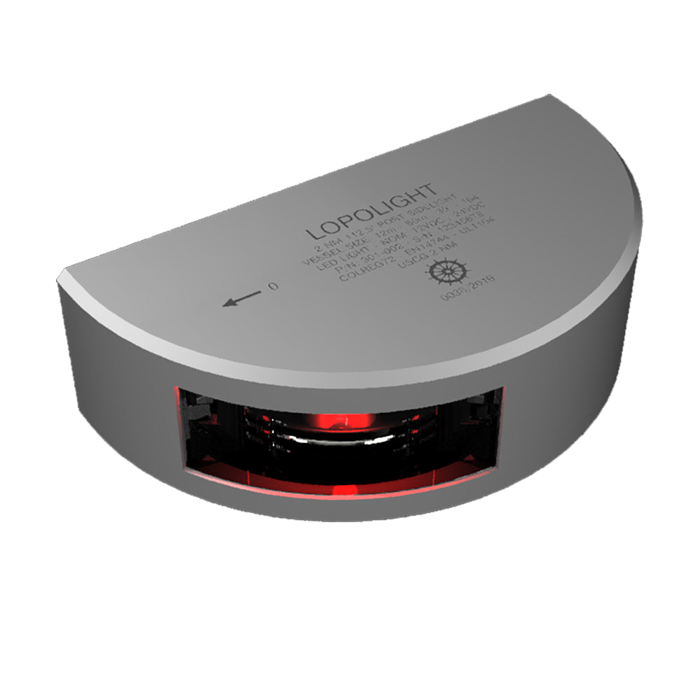 Lopolight Series 301002 Navigation Light 2NM Vertical Mount Red Silver Housing 6M Cable 3010026M