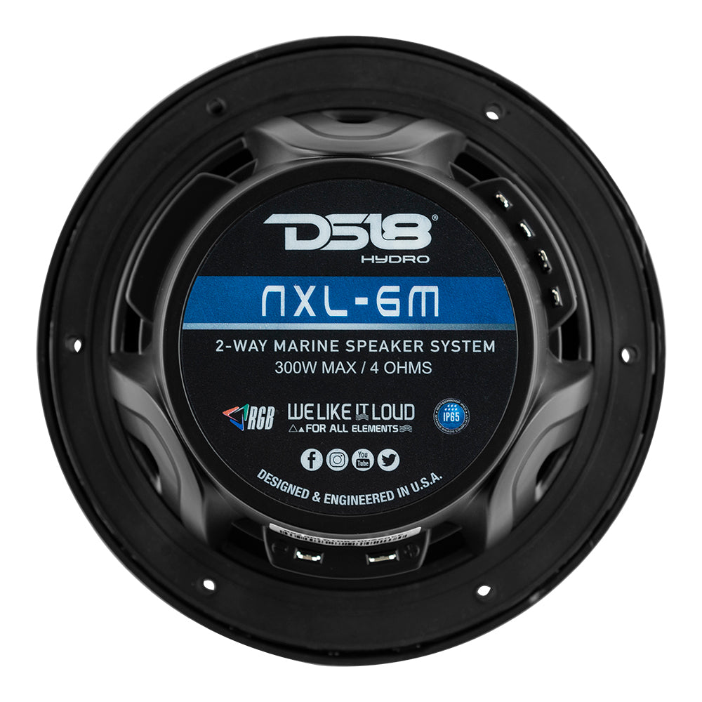 DS18 New Edition HYDRO 65 2Way Marine Speakers wRGB LED Lighting 300W Black NXL6MBK