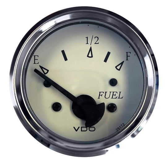 VDO Cockpit Marine 52MM 2116 Fuel Level Gauge  White DialChrome Bezel 30115278