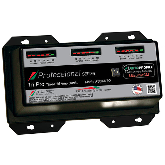 Dual Pro PS3 Auto 15A 3Bank LithiumAGM Battery Charger PS3AUTO