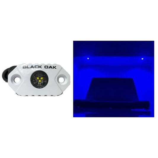 Black Oak Rock Accent Light Blue LEDs White Housing MALB