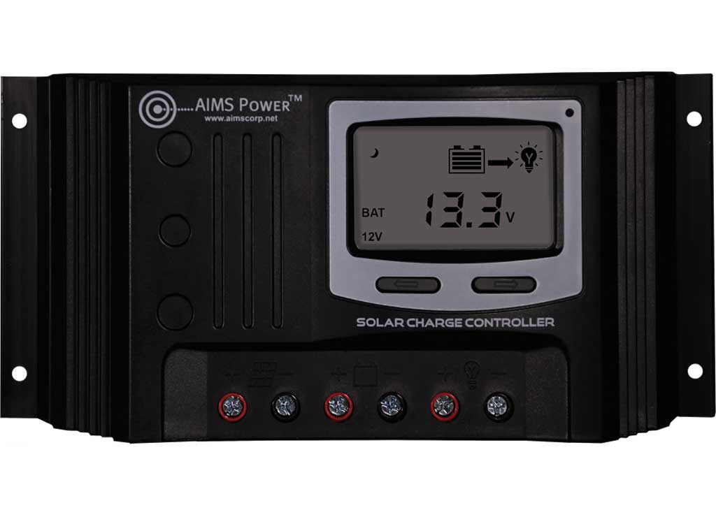 AIMS Power INC 30 Amp Solar Charge Controller 12/24 Volt – Charges Lithium / Lead / Gel / Agm - Solar Panel Kits & Components