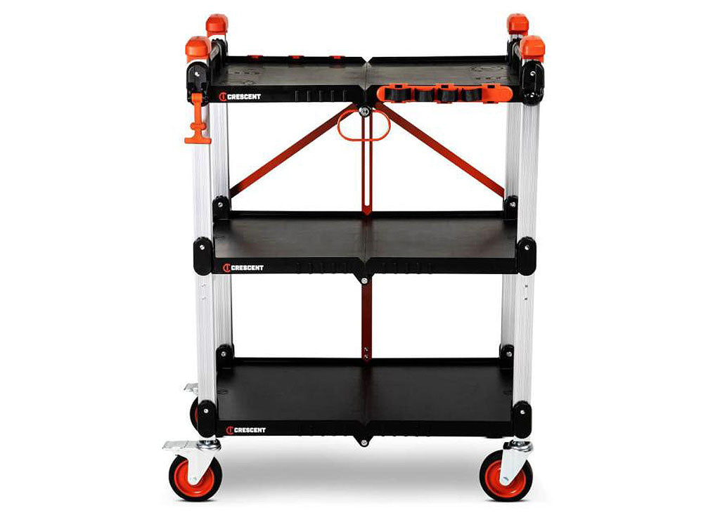 GearWrench/Crescent Tool Siterunner 3 Shelf Folding Jobsite Cart, 300LB Max Load - Service & Utility Carts