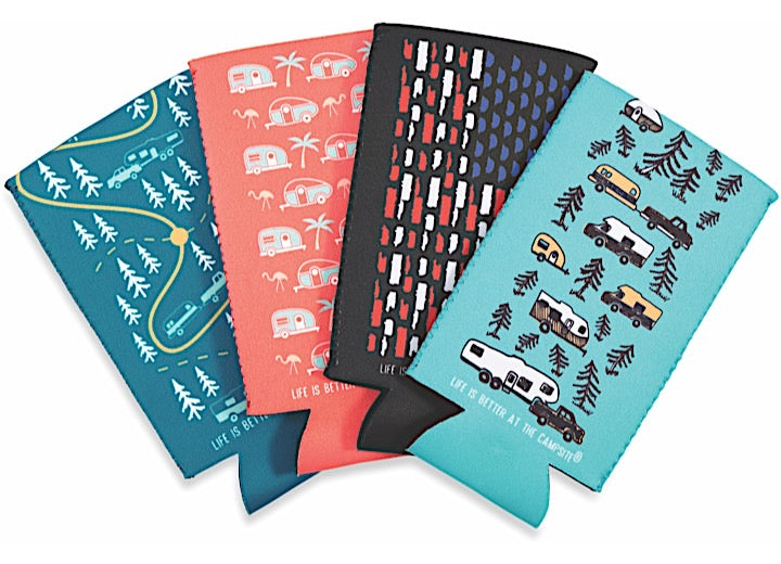 Camco Life IS Better AT The Campsite Skinny Can Holders, 4PACK - Can Coolers & Coozies