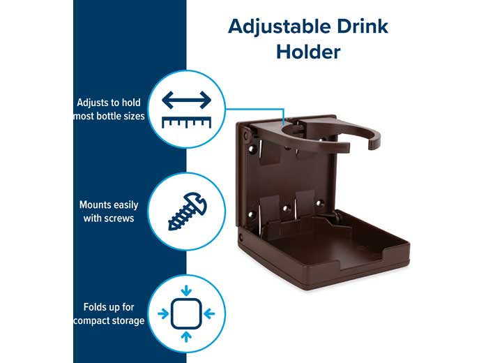 Camco Adjustable Drink Holder, Brown - Consoles & Cup Holders
