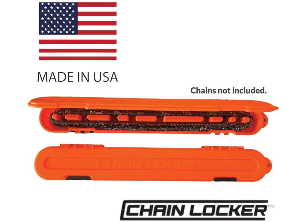 Chainlocker USA Original Chain Locker Chainsaw Chain Storage, Single Row, Fits UP TO 20IN, Orange - Chainsaw Chain Storage