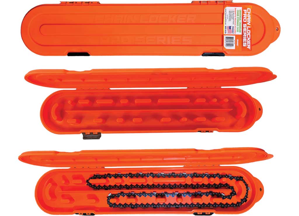 Chainlocker USA Pro Series Chain Locker Chainsaw Chain Storage, 2 Rows, For Long Chains, Orange - Chainsaw Chain Storage