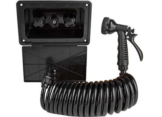 Dura Faucet RV Exterior Quick Connect Spray Box Kit-black - RV Exterior Showers, Accessories, & Components
