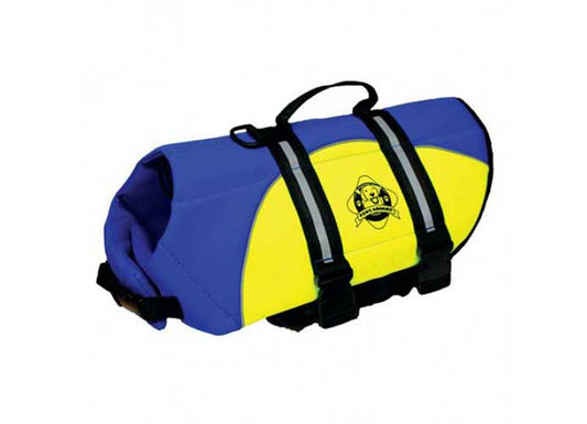 Fido Pet Products S - Blue/yellow Neoprene Dog Life Jacket - Dog Flotation Devices