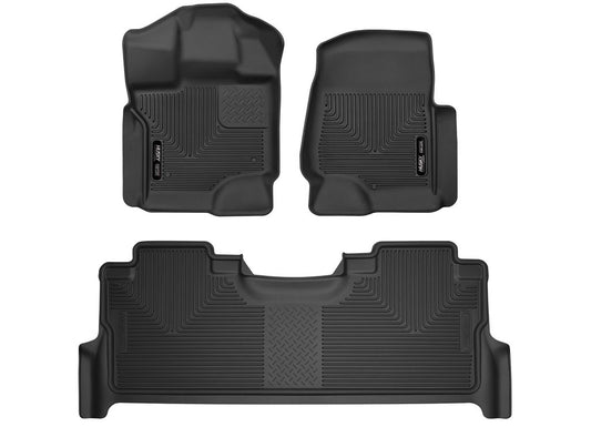 Husky Liner 17-23 F250/f350 Crew X-act Contour Series Black Front & 2ND Row Floor Liners - Floor Mats & Liners