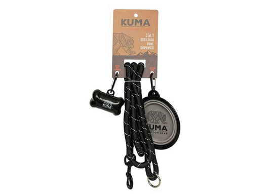 Kuma Outdoor Gear 3 IN 1 Dog Leash - Black/grey - Dog Tie Out Cables, Leashes, & Stakes