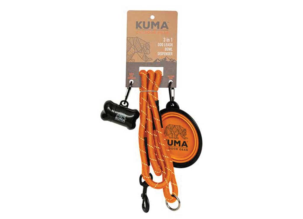 Kuma Outdoor Gear 3 IN 1 Dog Leash - Orange/grey - Dog Tie Out Cables, Leashes, & Stakes