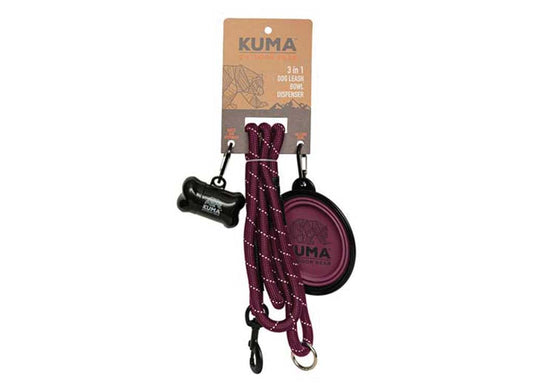 Kuma Outdoor Gear 3 IN 1 Dog Leash - Purple/grey - Dog Tie Out Cables, Leashes, & Stakes