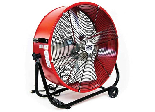 Maxx Air Fan 24IN 2 Fan Speeds Drum Fan IN Red With Snap-on Wheels - Specialty Fans & Air Movers