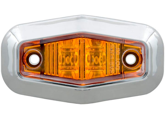 Optronics Mini Sealed Led Clearance/marker Light Amber W/ Chrome Trim Ring - Side Marker Lights & Components