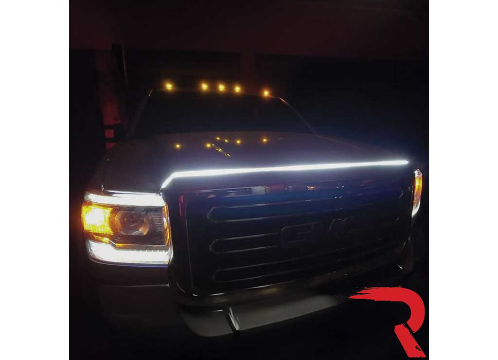 Recon Truck Accessories 70IN Length Drl Hood Light With Start UP Sequence Oled White - Daytime Running Lights & Eyebrows